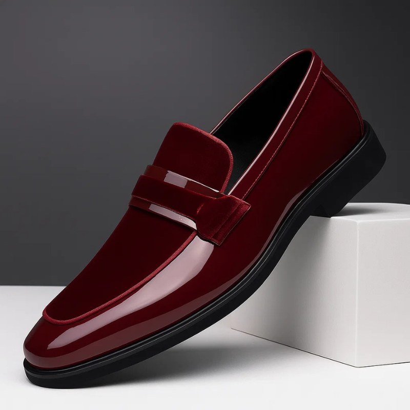 Ανδρικά Loafers Δερμάτινα με Σουέτ Λεπτομέρεια – Κόκκινο