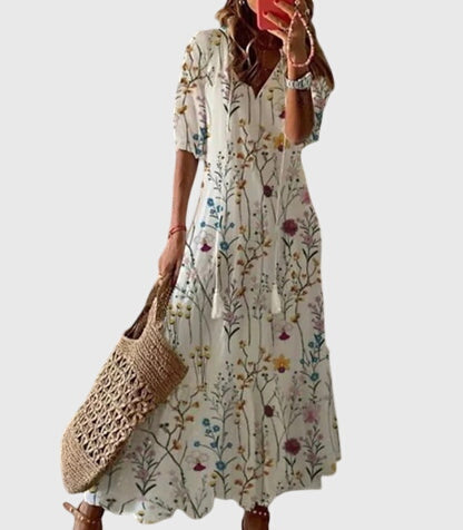 Γυναικείο Καλοκαιρινό Φόρεμα Boho με V Λαιμόκοψη – Φλοράλ