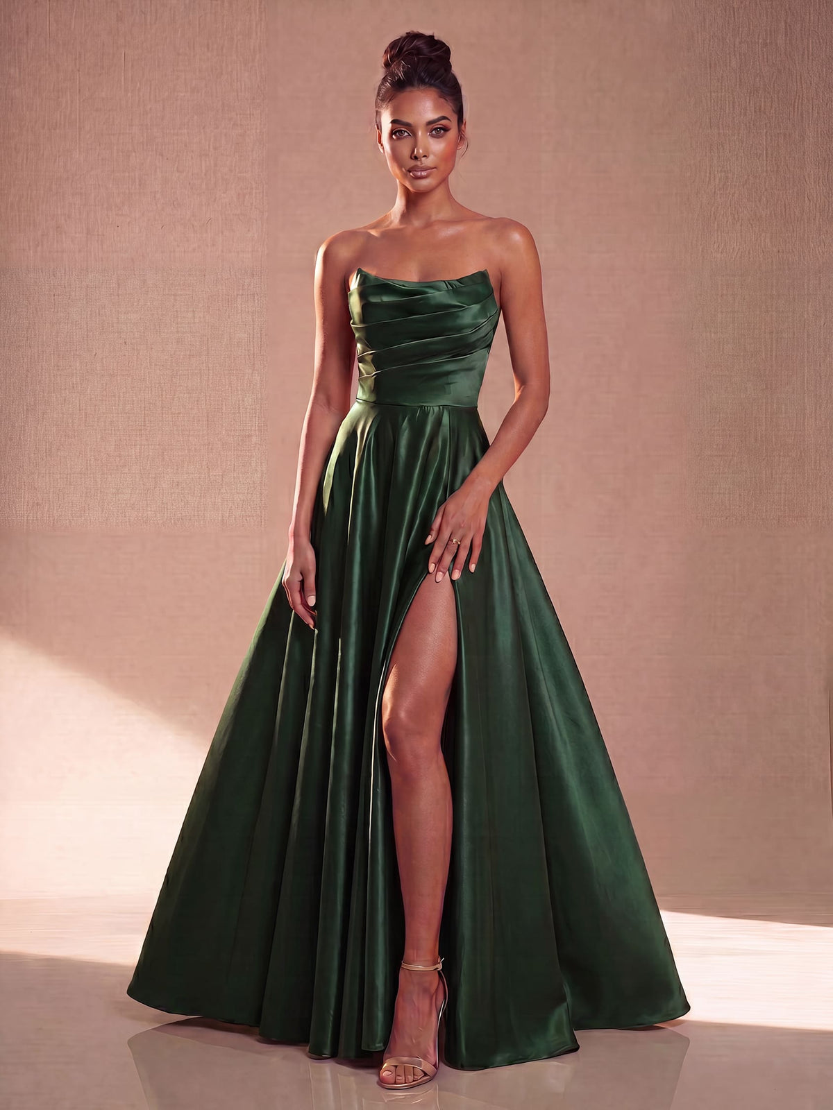 Γυναικείο Maxi Φόρεμα Ball Gown Σατέν με Δομημένο Μπούστο
