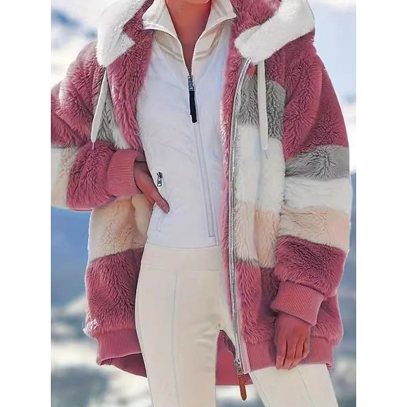 Γυναικείο Fleece Ζακέτα με Κουκούλα και Φερμουάρ – Βαθύ Κόκκινο