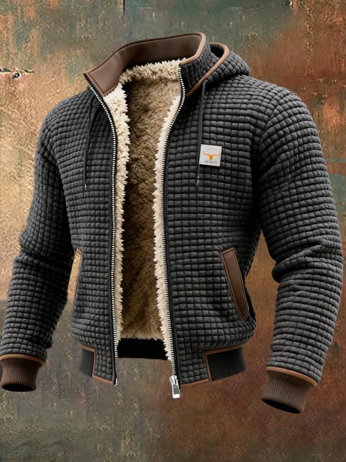 Ανδρικό Μπουφάν Puffer με Κουκούλα Καπιτονέ Fleece Επένδυση