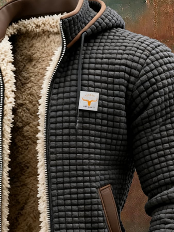Ανδρικό Μπουφάν Puffer με Κουκούλα Καπιτονέ Fleece Επένδυση