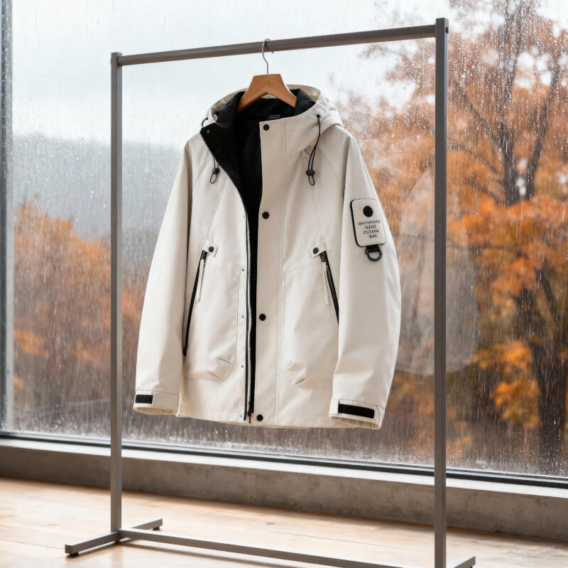 Ανδρικό Αδιάβροχο Jacket με Κουκούλα και Τσέπη Στήθους