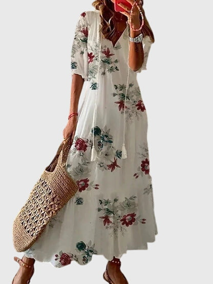 Γυναικείο Καλοκαιρινό Φόρεμα Boho με V Λαιμόκοψη