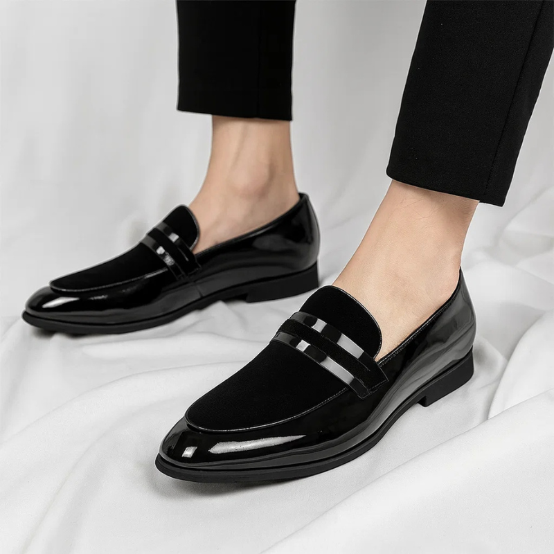 Ανδρικά Loafers Δερμάτινα με Σουέτ Λεπτομέρεια