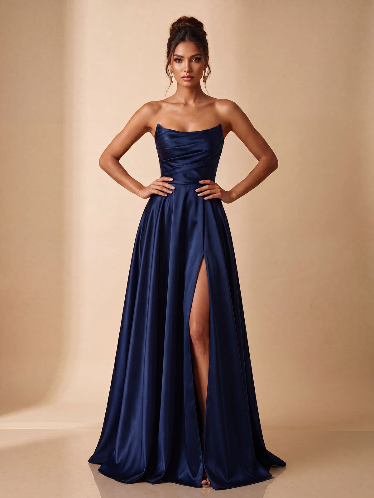 Γυναικείο Maxi Φόρεμα Ball Gown Σατέν με Δομημένο Μπούστο