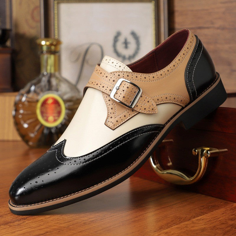 Ανδρικά Παπούτσια Monk Strap Γυαλιστερά Διάτρητα – Μαύρο