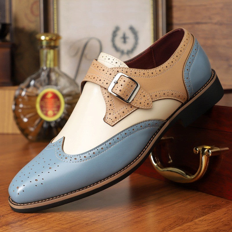 Ανδρικά Παπούτσια Monk Strap Γυαλιστερά Διάτρητα – Μπλε