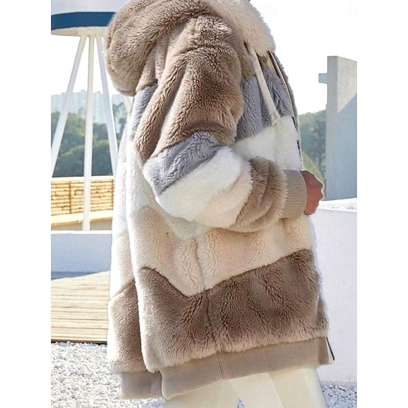 Γυναικείο Fleece Ζακέτα με Κουκούλα και Φερμουάρ