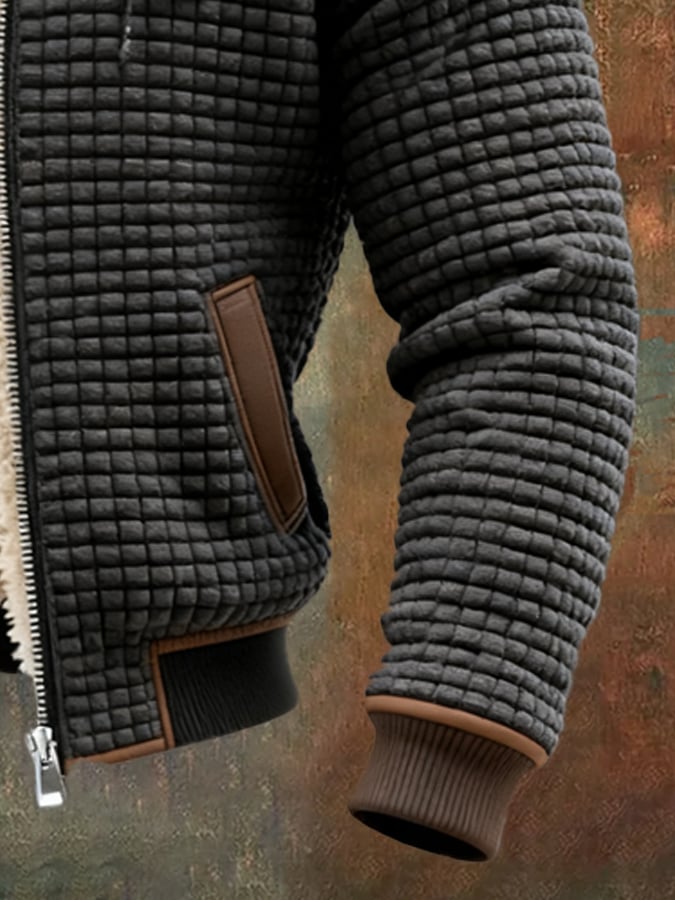 Ανδρικό Μπουφάν Puffer με Κουκούλα Καπιτονέ Fleece Επένδυση