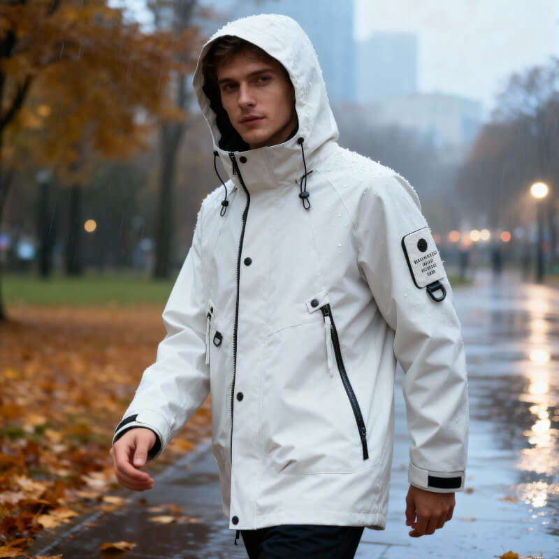 Ανδρικό Αδιάβροχο Jacket με Κουκούλα και Τσέπη Στήθους