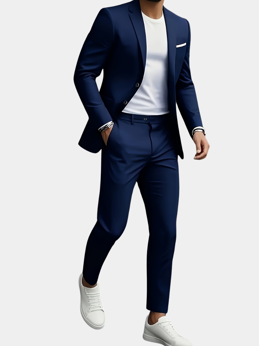 Ανδρικό Κοστούμι Δύο Τεμαχίων Slim Fit με Πέτο Notch