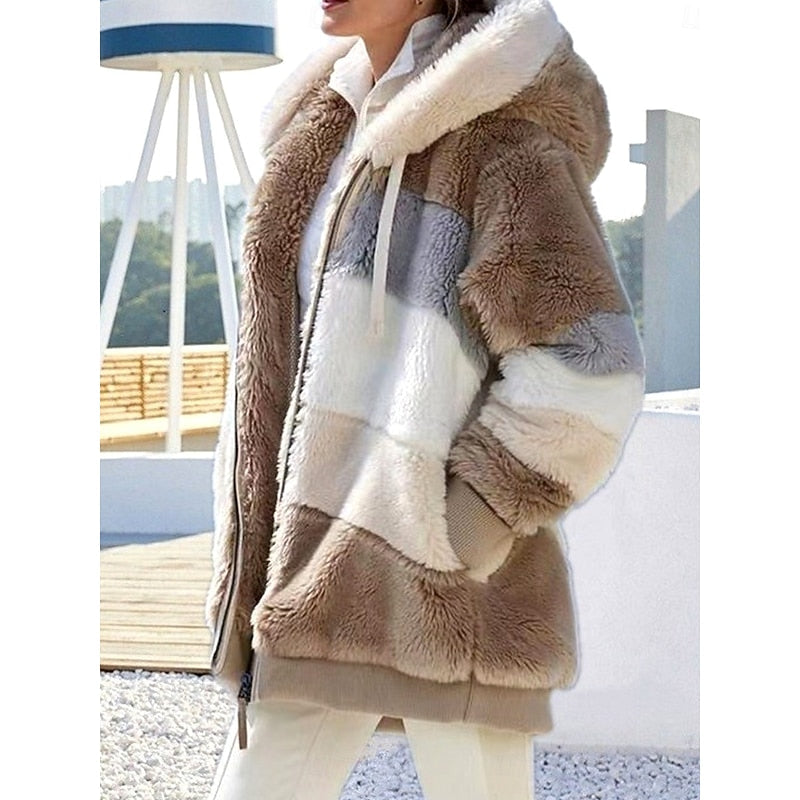 Γυναικείο Fleece Ζακέτα με Κουκούλα και Φερμουάρ